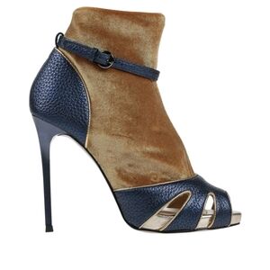 Frankie Morello Velour & Leather Booties Heels 40